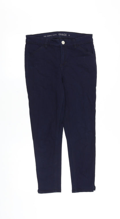 Oasis Womens Blue Cotton Skinny Jeans Size 10 L24 in Regular Zip