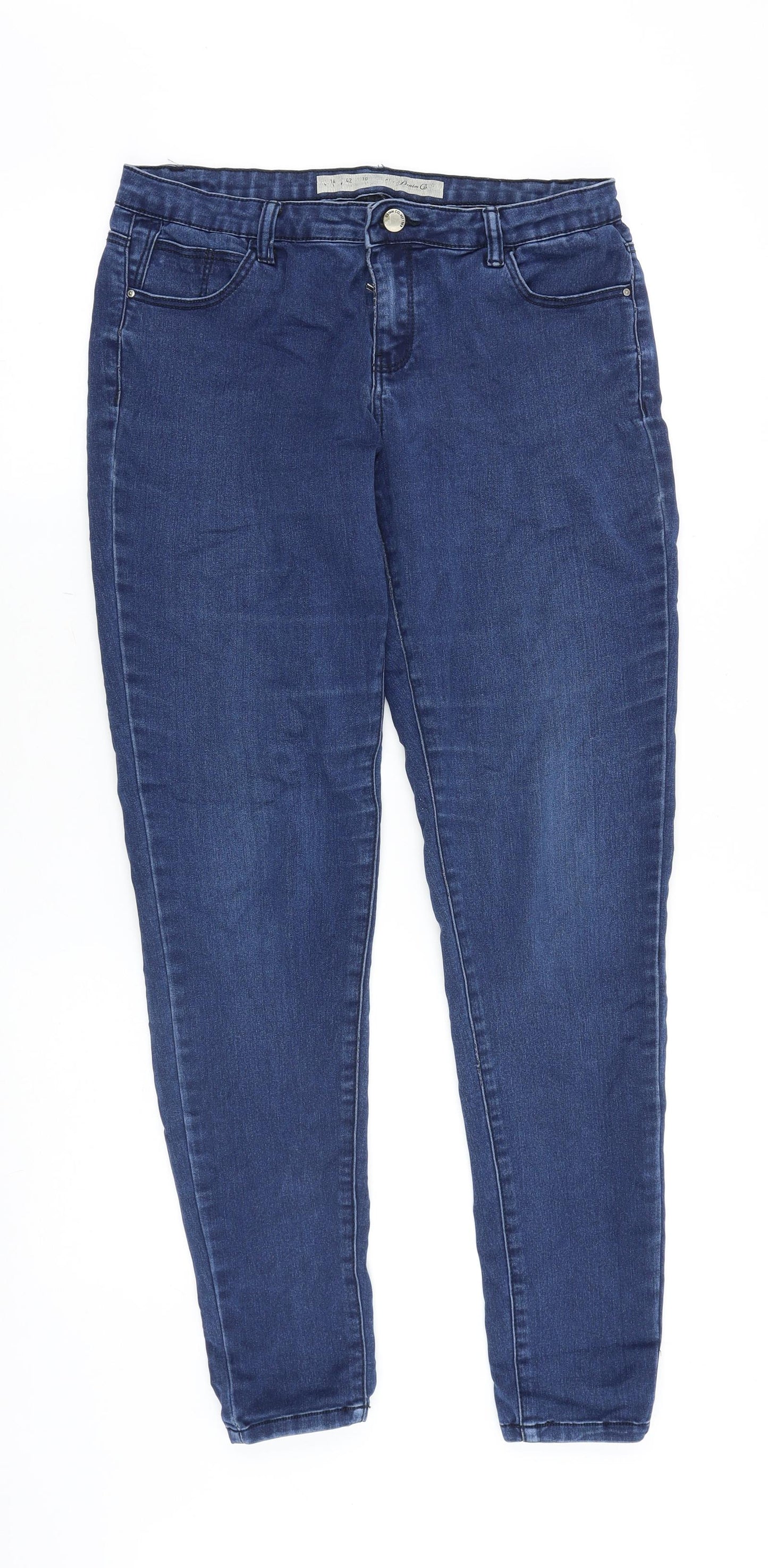 Denim & Co. Womens Blue Cotton Skinny Jeans Size 14 L28 in Regular Zip