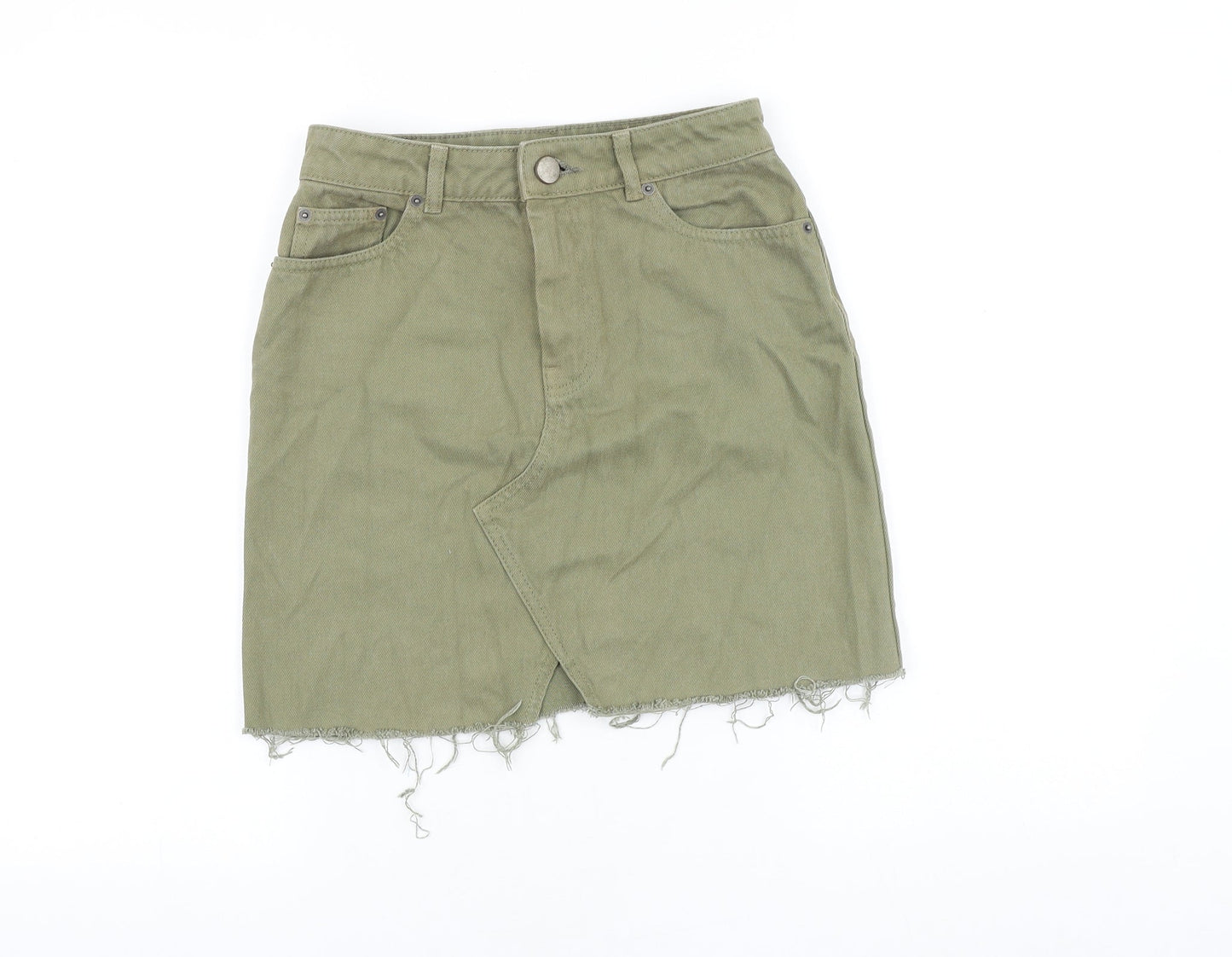 ASOS Womens Green Cotton Straight & Pencil Skirt Size 6 Zip