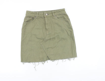 ASOS Womens Green Cotton Straight & Pencil Skirt Size 6 Zip