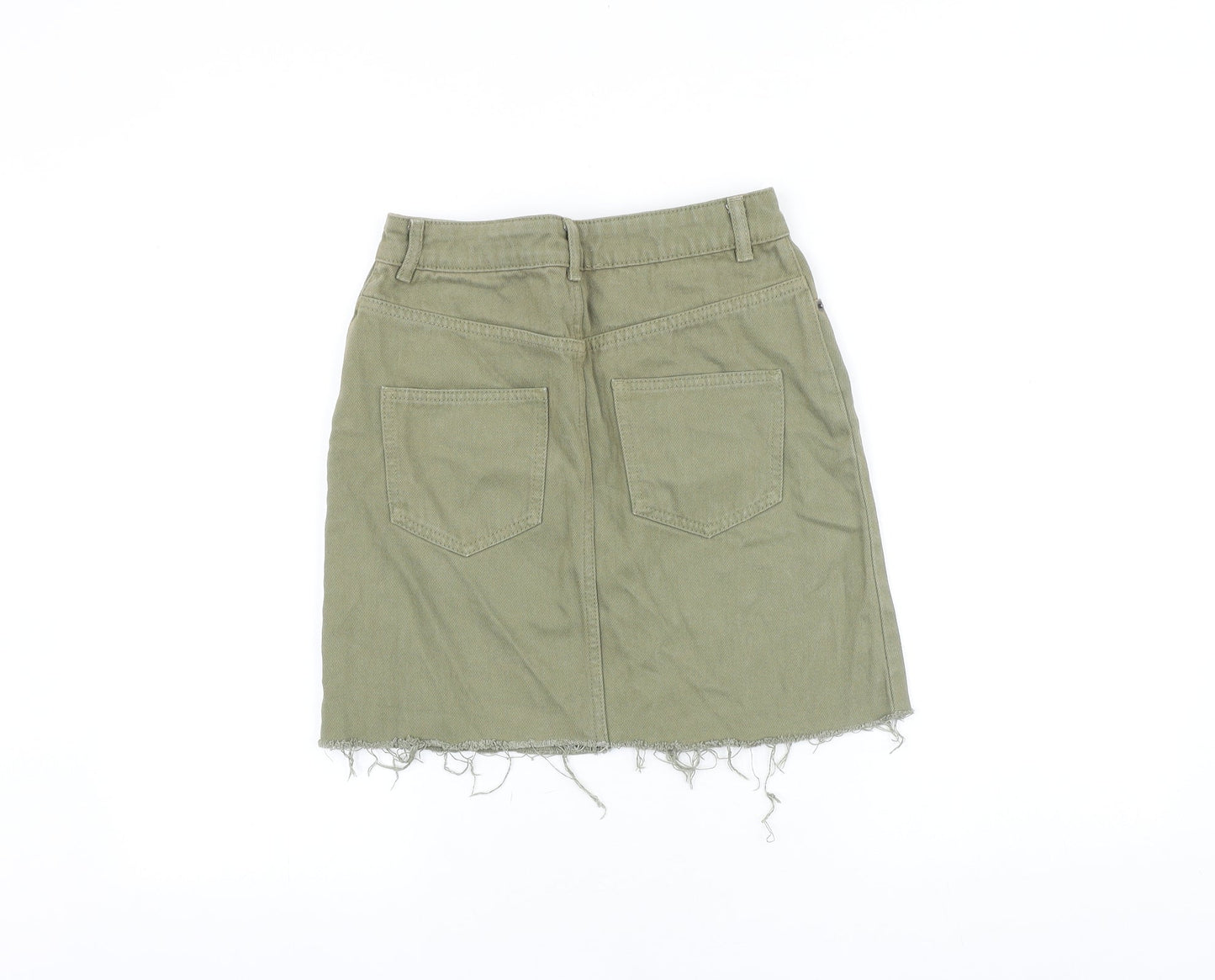 ASOS Womens Green Cotton Straight & Pencil Skirt Size 6 Zip