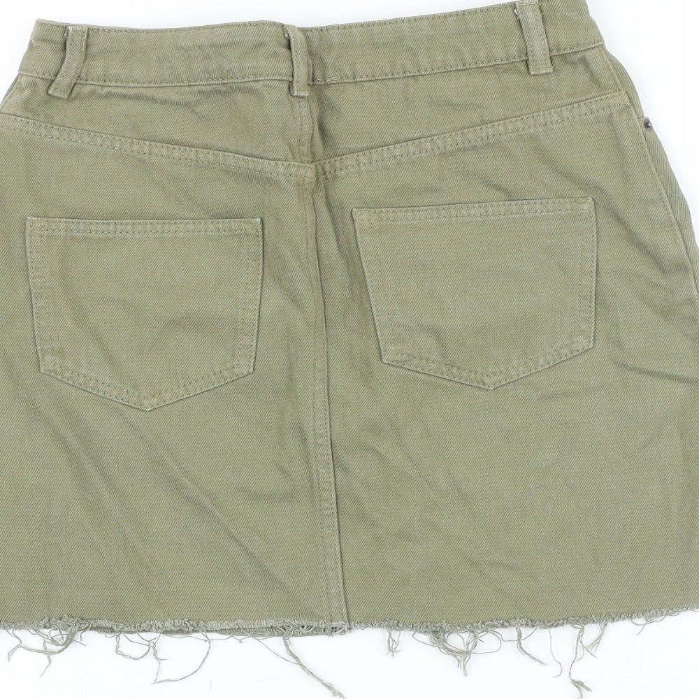 ASOS Womens Green Cotton Straight & Pencil Skirt Size 6 Zip
