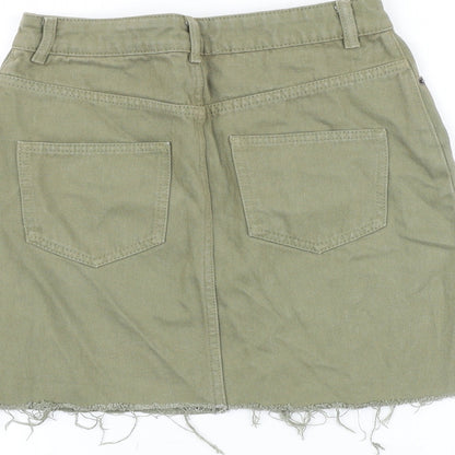 ASOS Womens Green Cotton Straight & Pencil Skirt Size 6 Zip