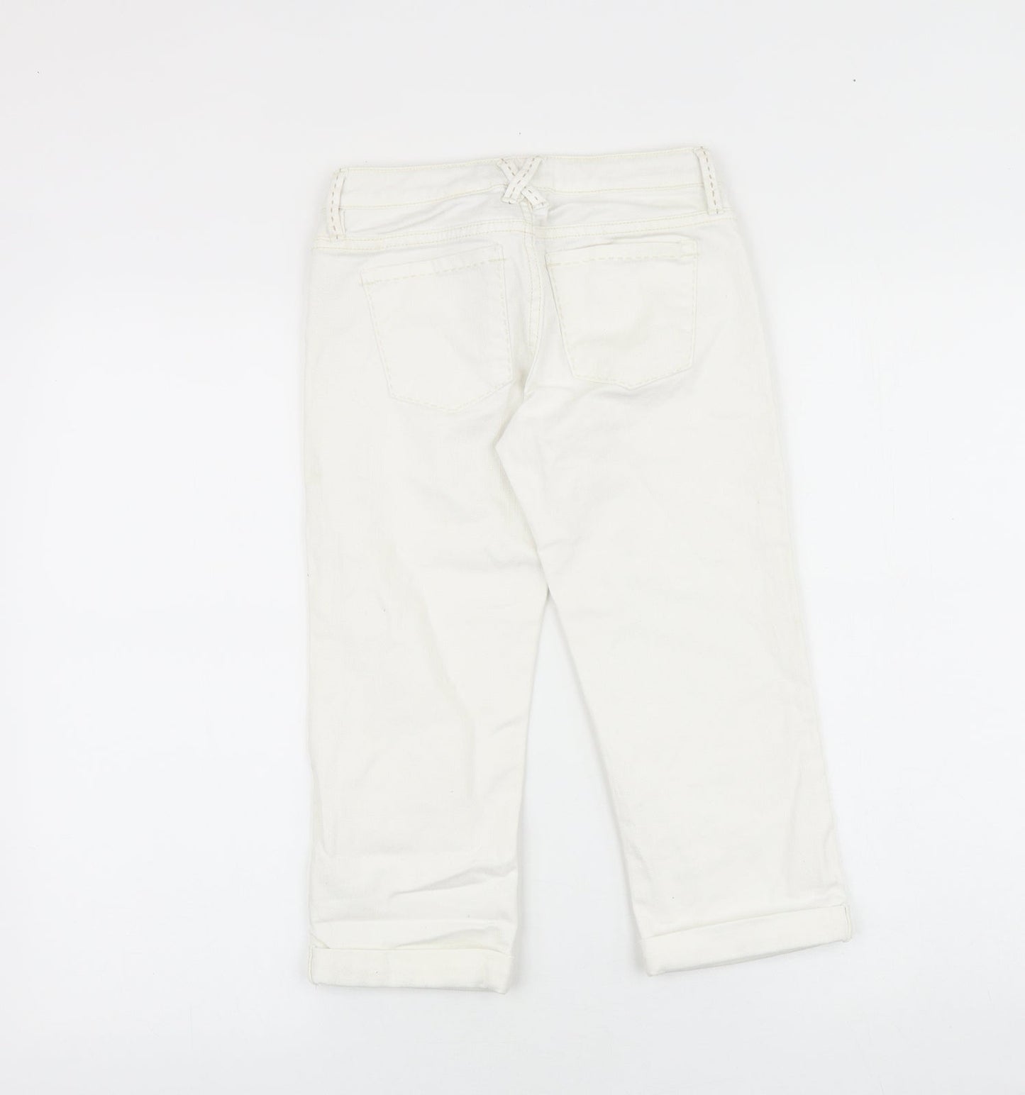 Gap Girls White 100% Cotton Straight Jeans Size 10-11 Years Regular Zip