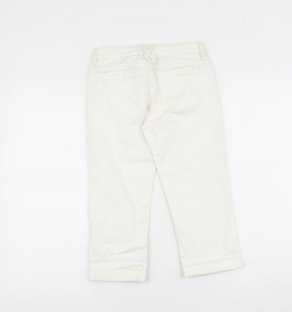Gap Girls White 100% Cotton Straight Jeans Size 10-11 Years Regular Zip