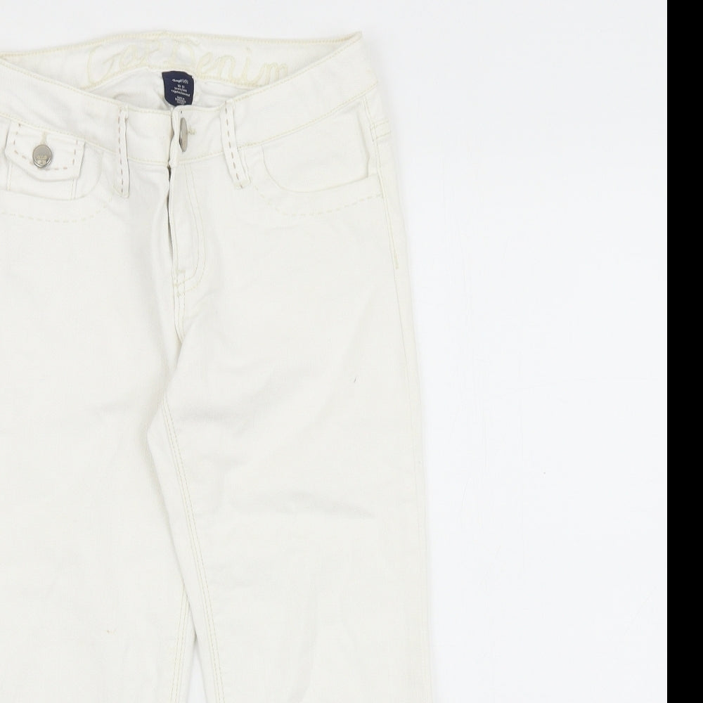 Gap Girls White 100% Cotton Straight Jeans Size 10-11 Years Regular Zip