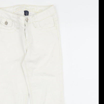 Gap Girls White 100% Cotton Straight Jeans Size 10-11 Years Regular Zip