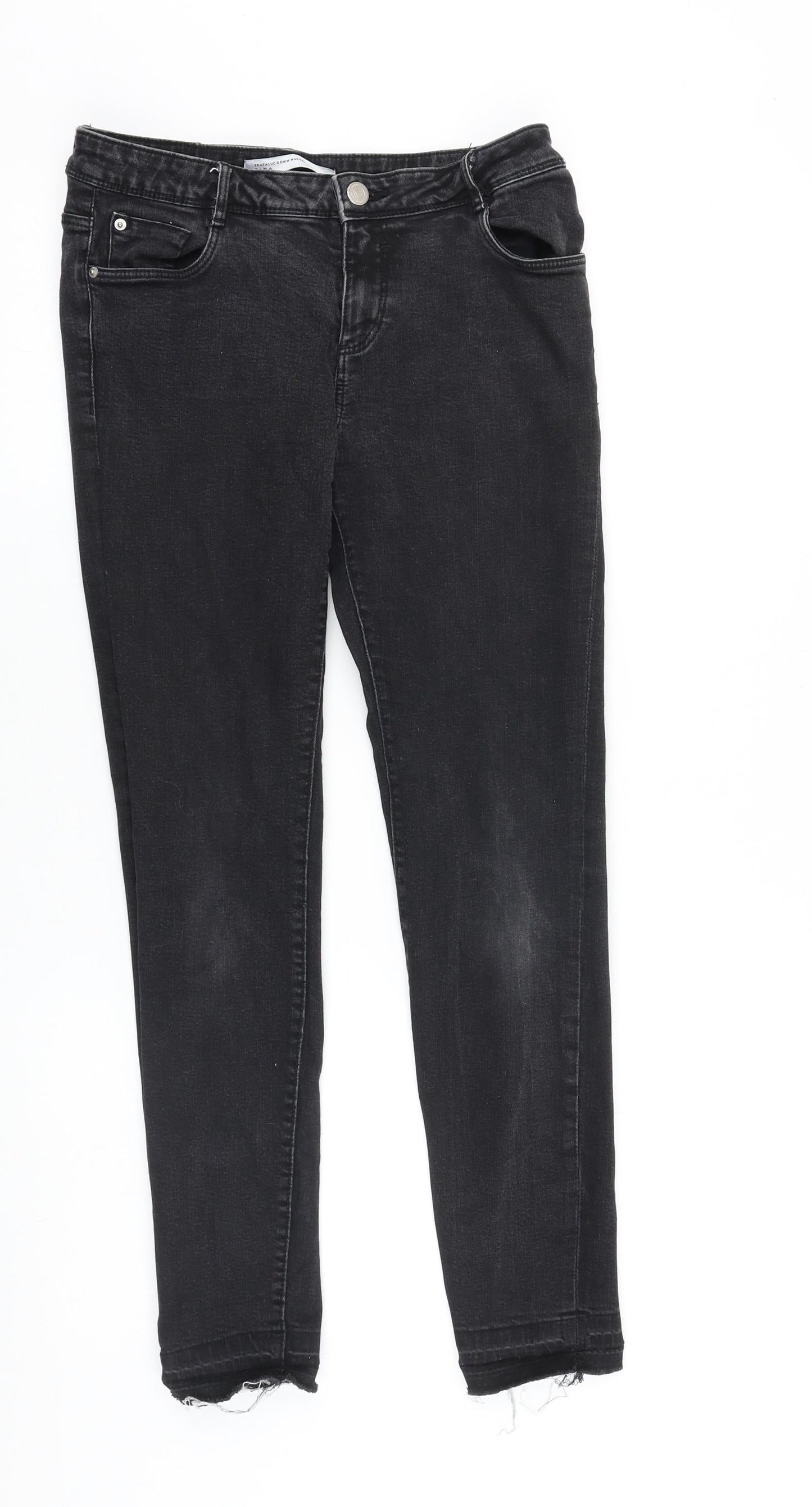 Zara Womens Black Cotton Skinny Jeans Size 10 L28 in Slim Zip
