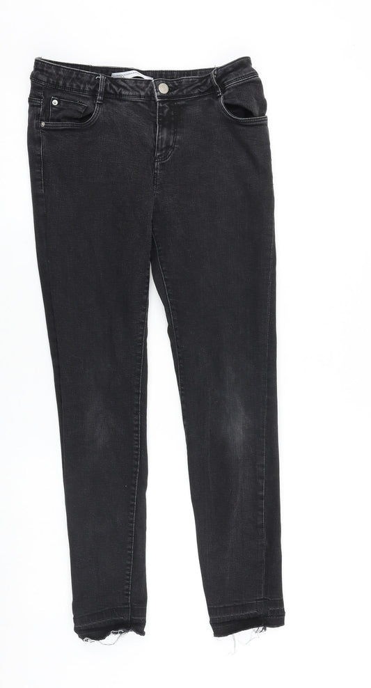 Zara Womens Black Cotton Skinny Jeans Size 10 L28 in Slim Zip