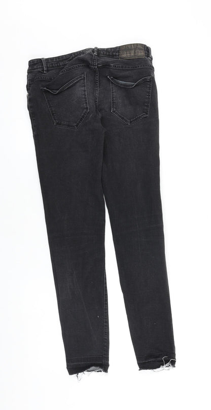 Zara Womens Black Cotton Skinny Jeans Size 10 L28 in Slim Zip