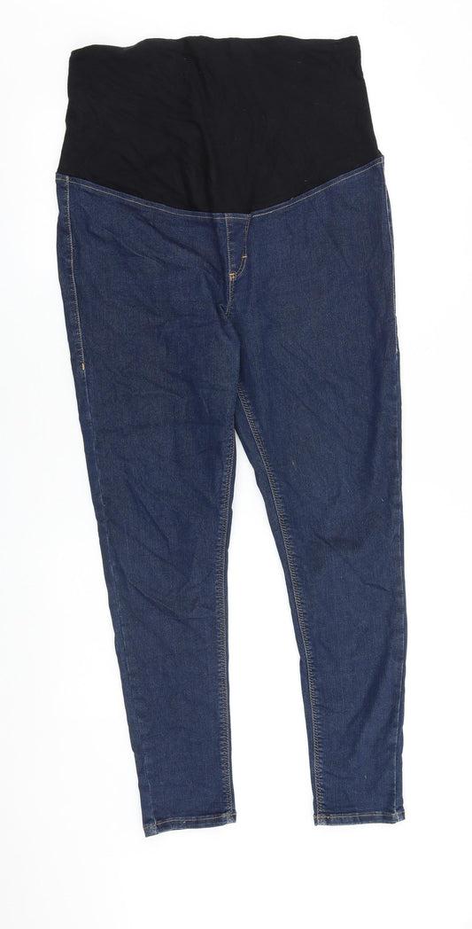 Topshop Womens Blue Cotton Skinny Jeans Size 34 in L32 in Regular