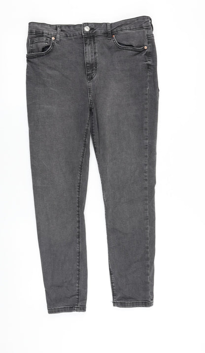 Denim & Co. Womens Green Cotton Skinny Jeans Size 14 L26 in Slim Zip