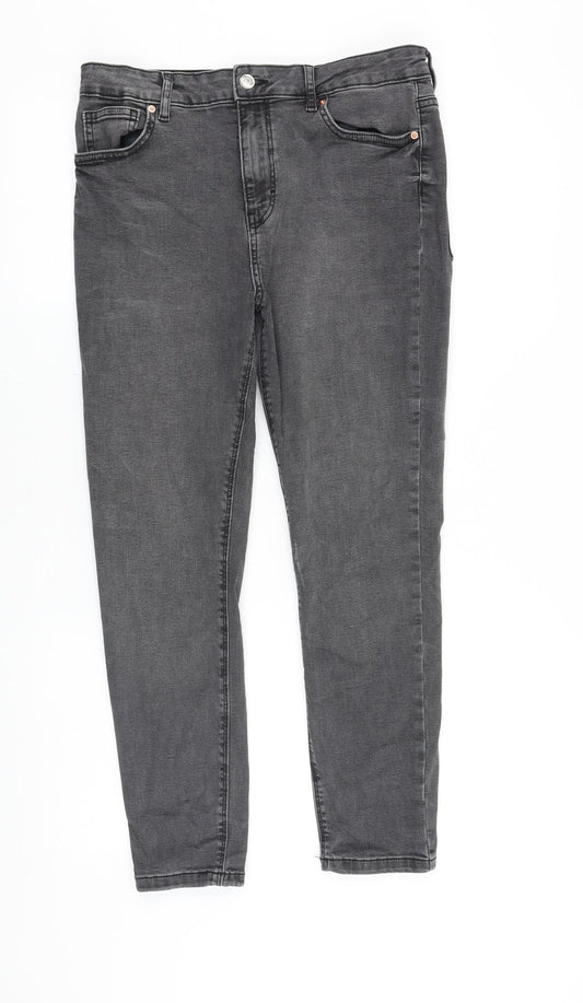 Denim & Co. Womens Green Cotton Skinny Jeans Size 14 L26 in Slim Zip