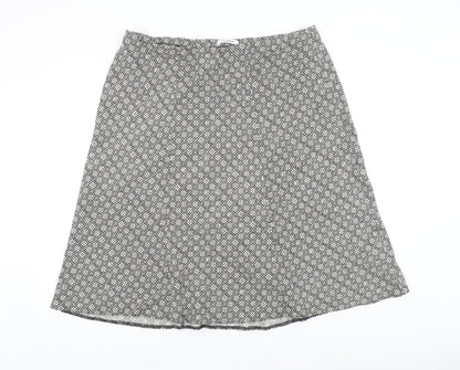 Classic Womens Black Floral Viscose Swing Skirt Size 38 in