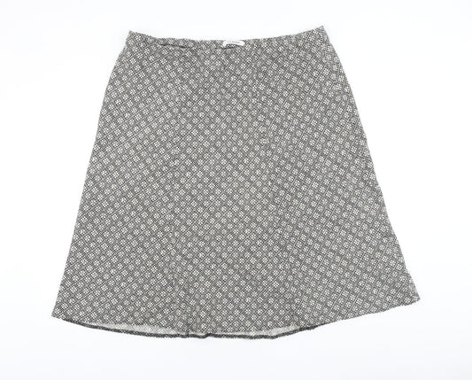 Classic Womens Black Floral Viscose Swing Skirt Size 38 in