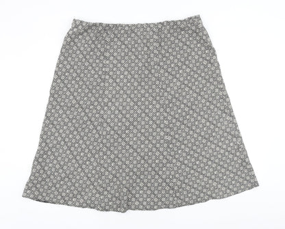 Classic Womens Black Floral Viscose Swing Skirt Size 38 in