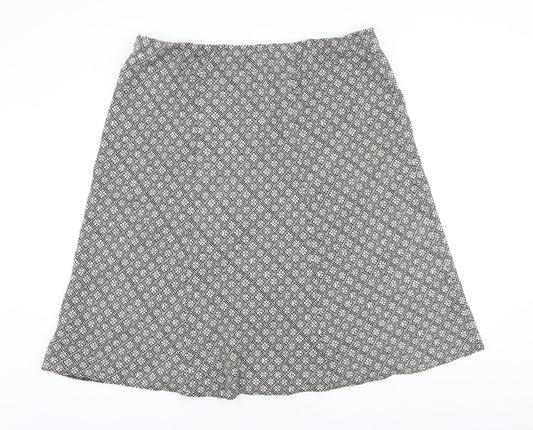 Classic Womens Black Floral Viscose Swing Skirt Size 38 in