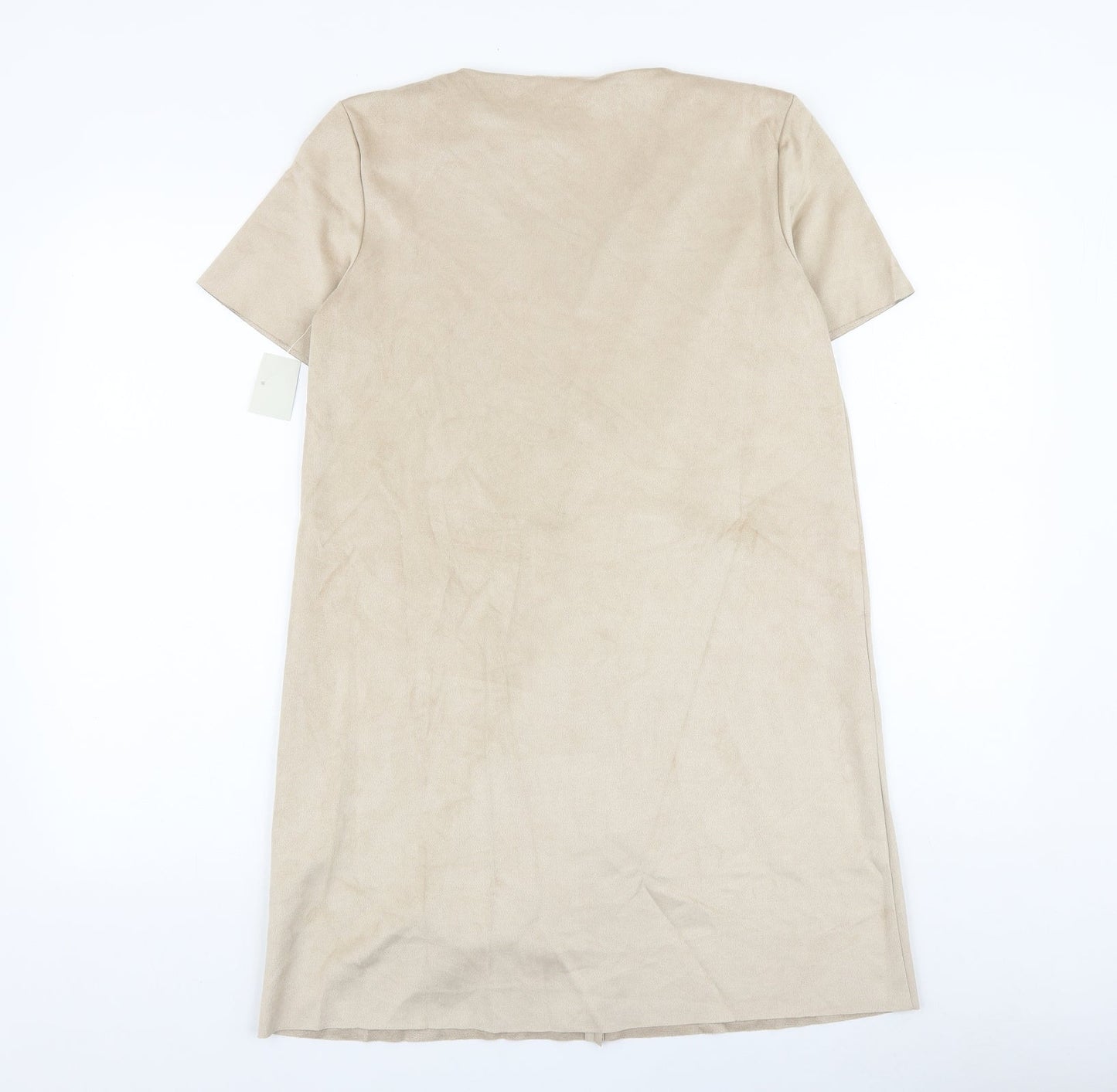 Zara Womens Beige Polyester A-Line Size XS V-Neck Pullover