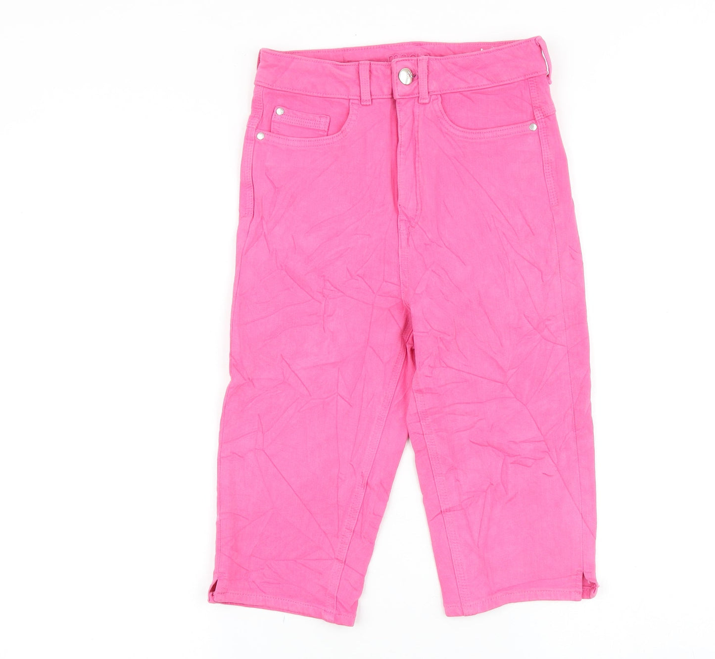 Zara Womens Pink Cotton Cropped Jeans Size 6 Regular Zip