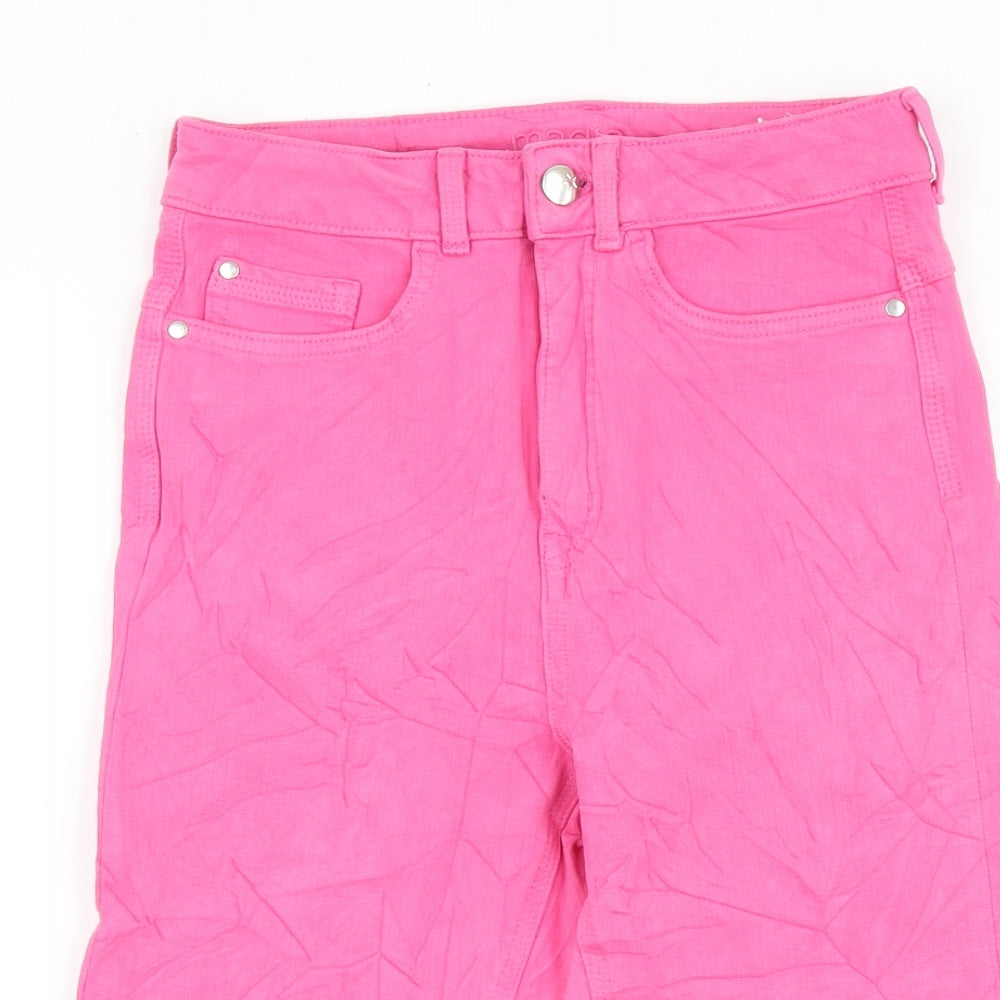 Zara Womens Pink Cotton Cropped Jeans Size 6 Regular Zip