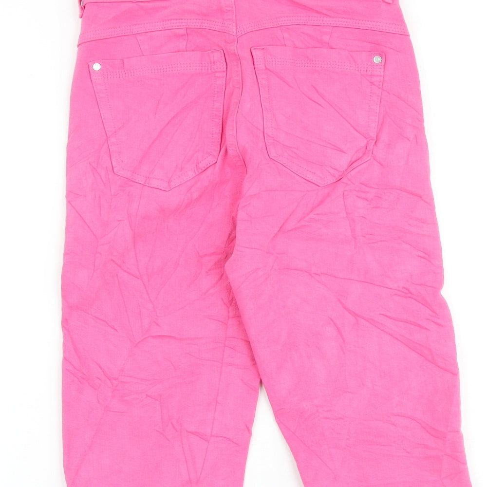 Zara Womens Pink Cotton Cropped Jeans Size 6 Regular Zip