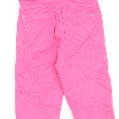Zara Womens Pink Cotton Cropped Jeans Size 6 Regular Zip
