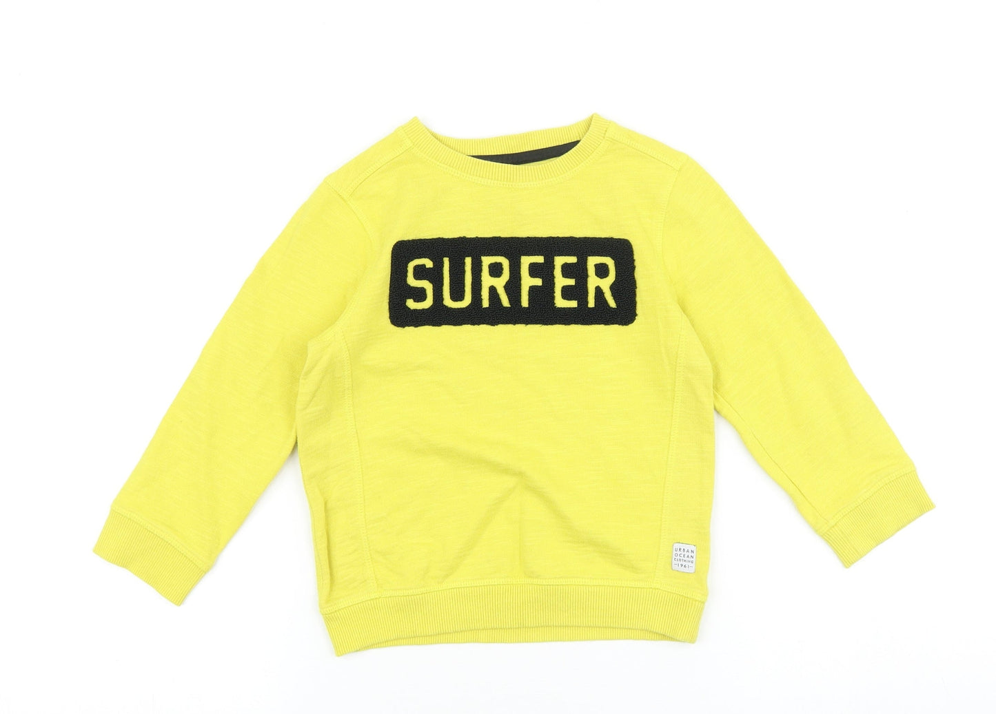 urban ocean Boys Yellow 100% Cotton Pullover Sweatshirt Size 2-3 Years Pullover - Surfer