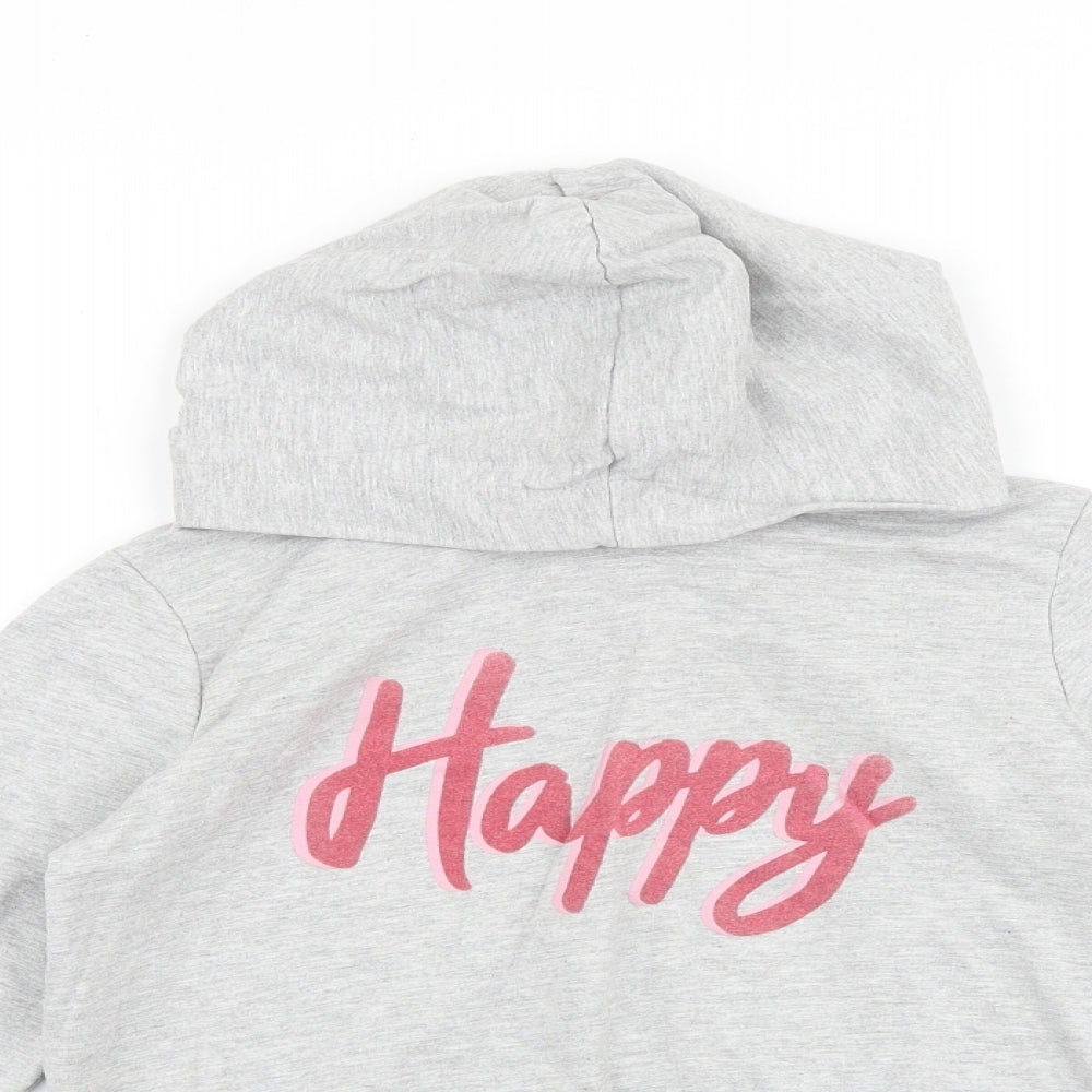 Lily & Dan Girls Grey 100% Cotton Pullover Hoodie Size 10-11 Years Pullover - Happy, Cropped