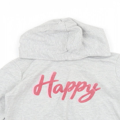 Lily & Dan Girls Grey 100% Cotton Pullover Hoodie Size 10-11 Years Pullover - Happy, Cropped