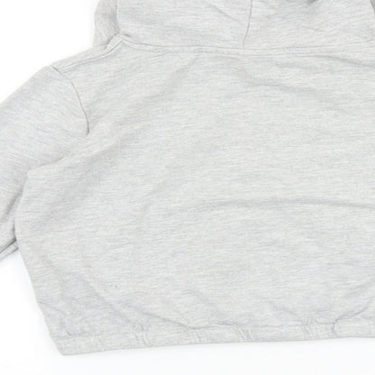 Lily & Dan Girls Grey 100% Cotton Pullover Hoodie Size 10-11 Years Pullover - Happy, Cropped