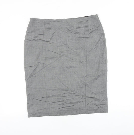Marks and Spencer Womens Grey Viscose Straight & Pencil Skirt Size 14 Zip