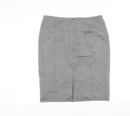 Marks and Spencer Womens Grey Viscose Straight & Pencil Skirt Size 14 Zip