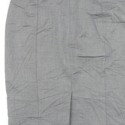 Marks and Spencer Womens Grey Viscose Straight & Pencil Skirt Size 14 Zip
