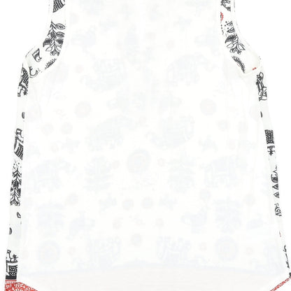 LOFT Womens White Geometric Viscose Basic Tank Size S V-Neck