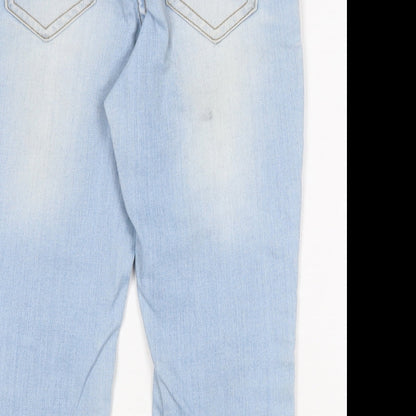 Miss Baron Womens Blue Cotton Cropped Jeans Size 8 Regular Zip