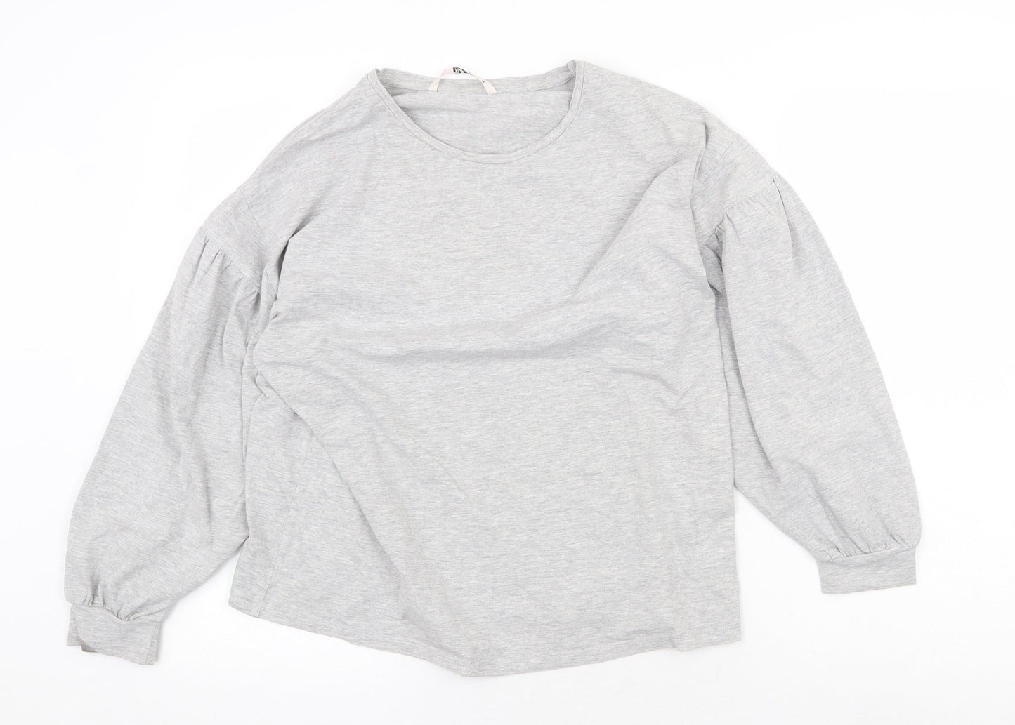 TU Womens Grey Cotton Basic Blouse Size 14 Scoop Neck