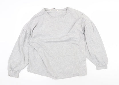 TU Womens Grey Cotton Basic Blouse Size 14 Scoop Neck