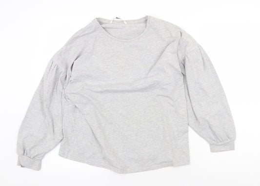 TU Womens Grey Cotton Basic Blouse Size 14 Scoop Neck