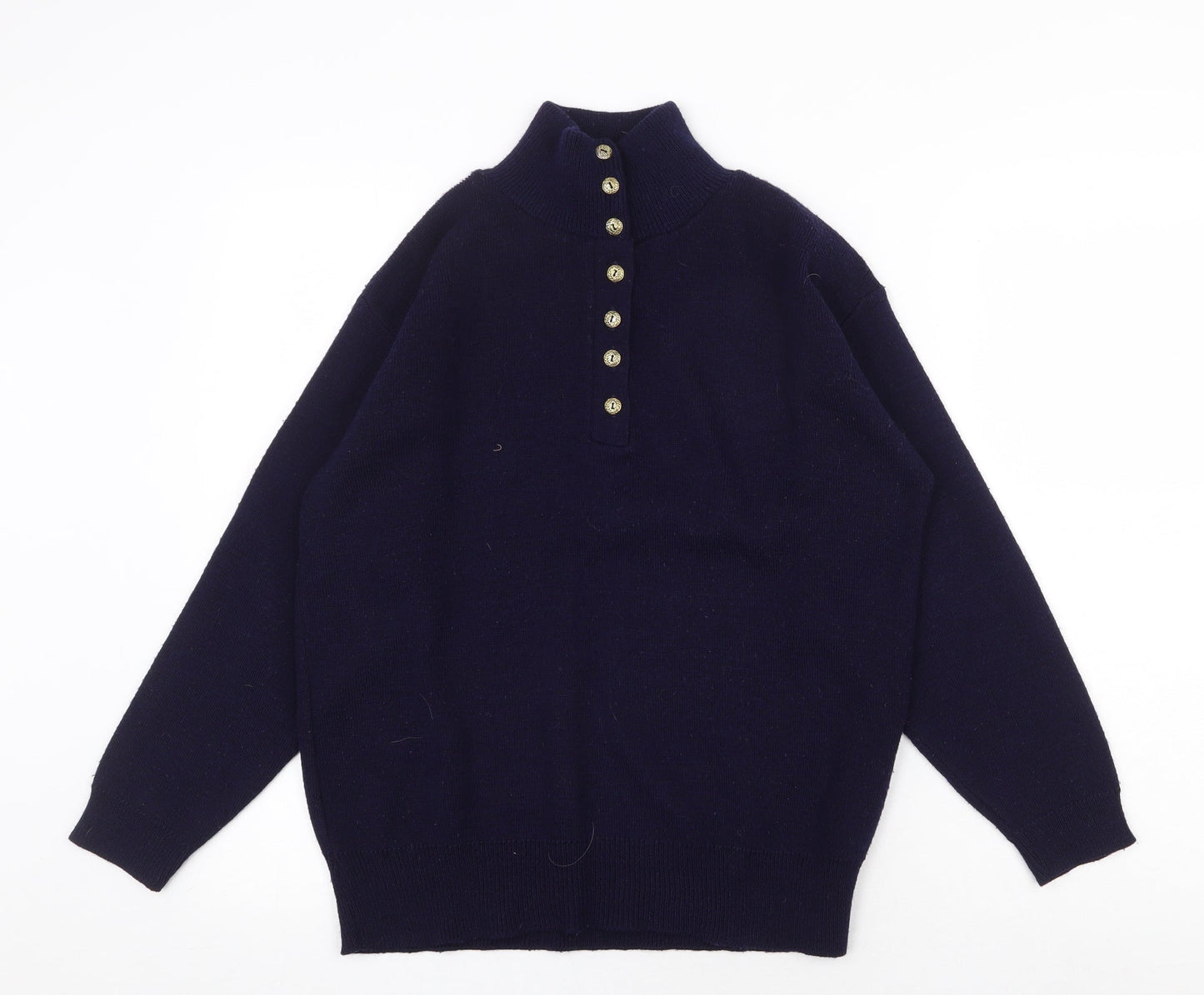 Womens UK Size S Nightingales Blue Henley Jumper