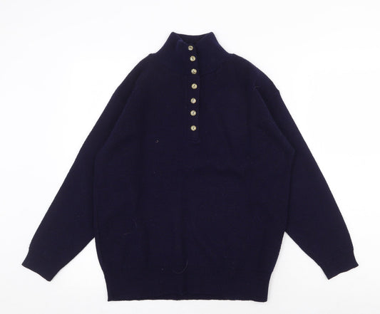 Womens UK Size S Nightingales Blue Henley Jumper