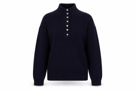 Womens UK Size S Nightingales Blue Henley Jumper