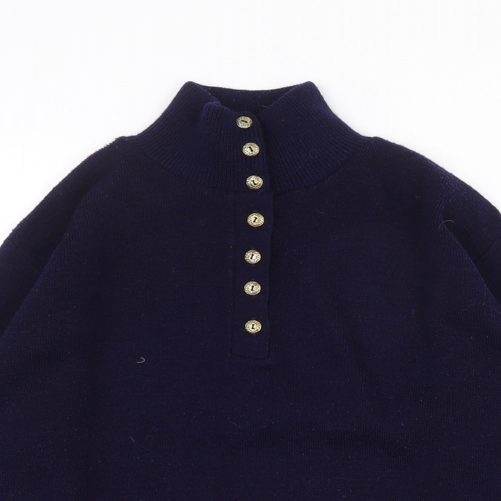 Womens UK Size S Nightingales Blue Henley Jumper
