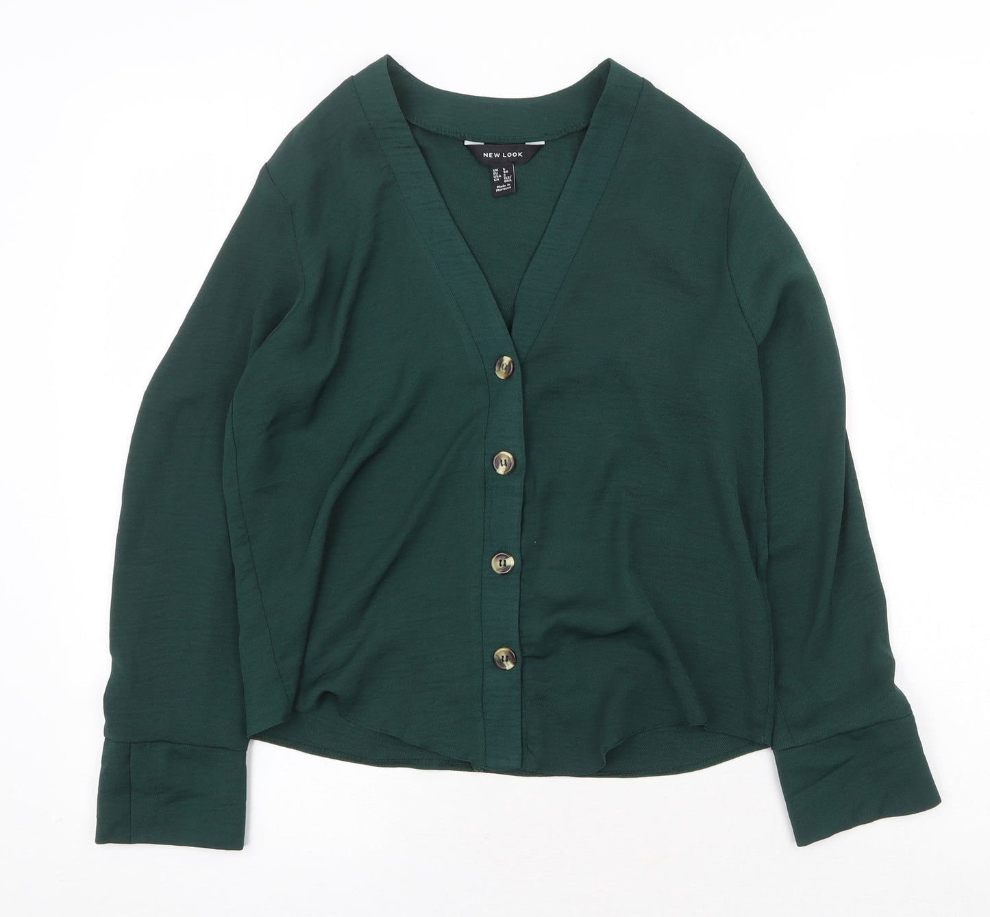 Womens UK Size 6 New Look Green Basic Blouse