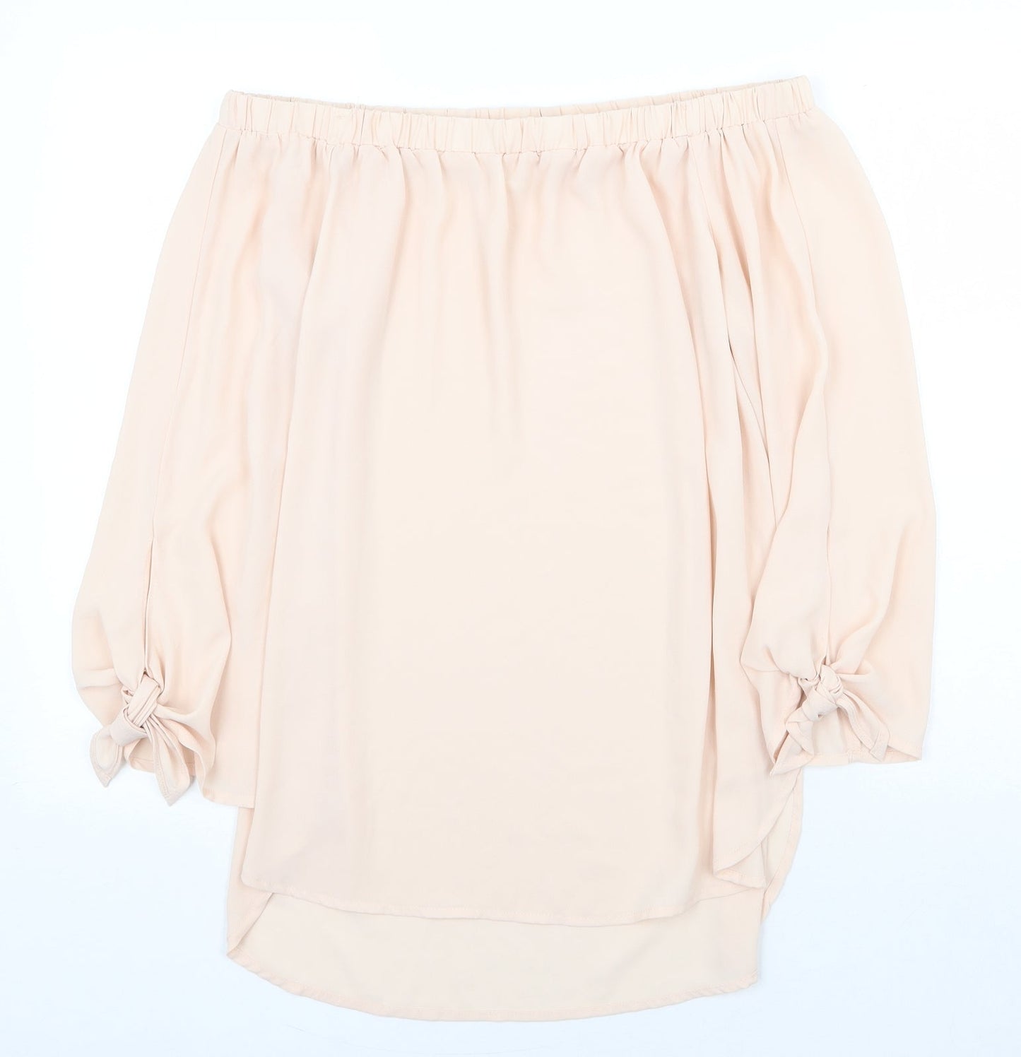 Tacera Womens Pink Polyester Basic Blouse Size M Off the Shoulder - Sleeve Tie Bardot