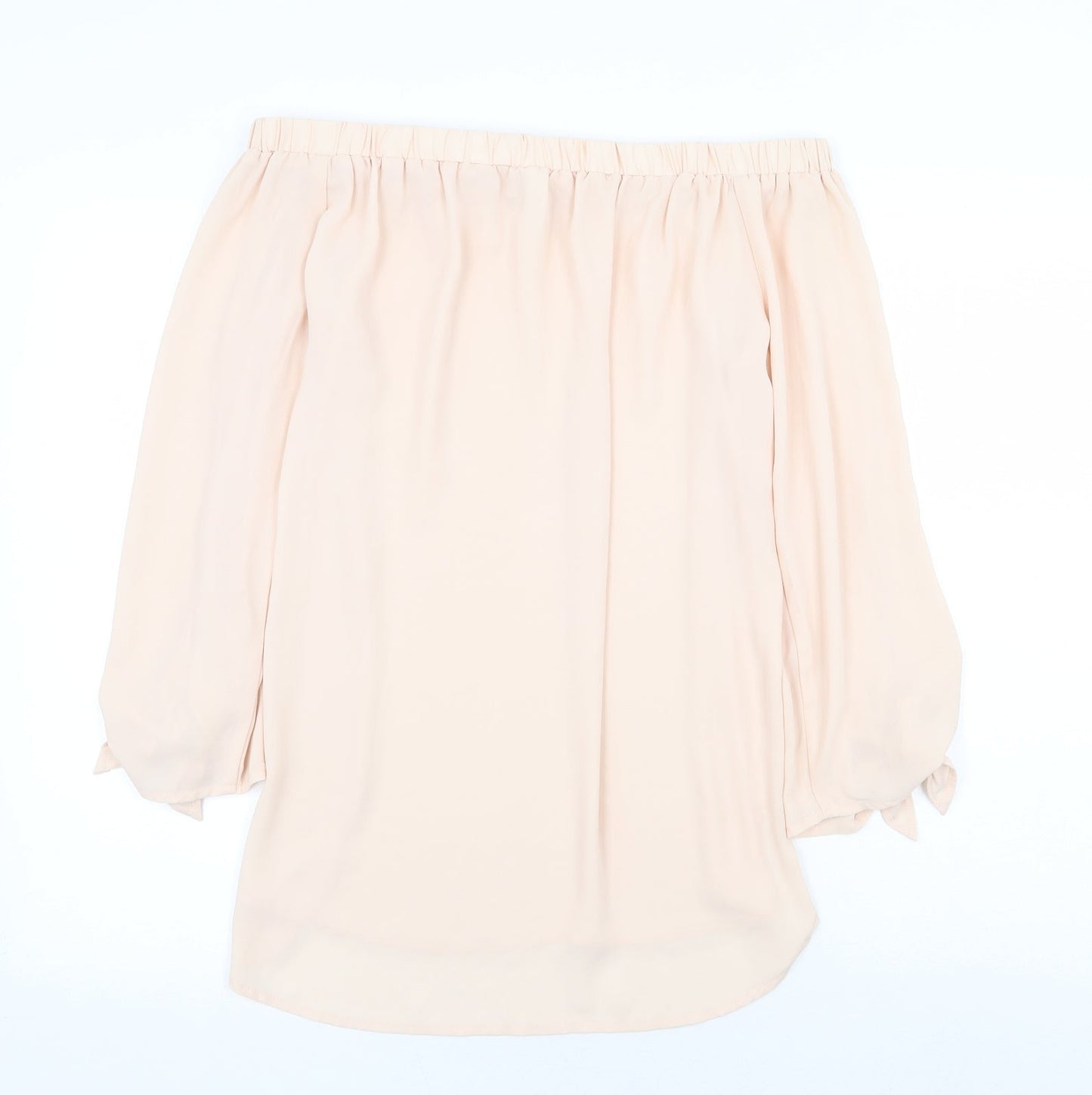 Tacera Womens Pink Polyester Basic Blouse Size M Off the Shoulder - Sleeve Tie Bardot