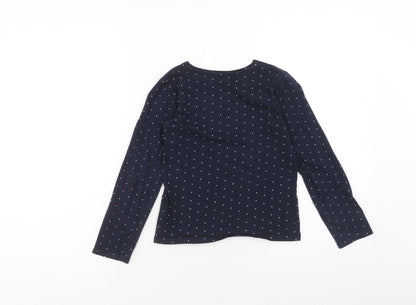Primark Girls Blue Polka Dot Cotton Basic Blouse Size 8-9 Years Boat Neck Pullover - Love Smile Shine