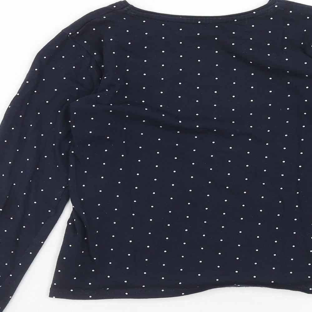 Primark Girls Blue Polka Dot Cotton Basic Blouse Size 8-9 Years Boat Neck Pullover - Love Smile Shine