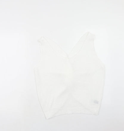 SheIn Womens White Acrylic Basic Tank Size XL V-Neck