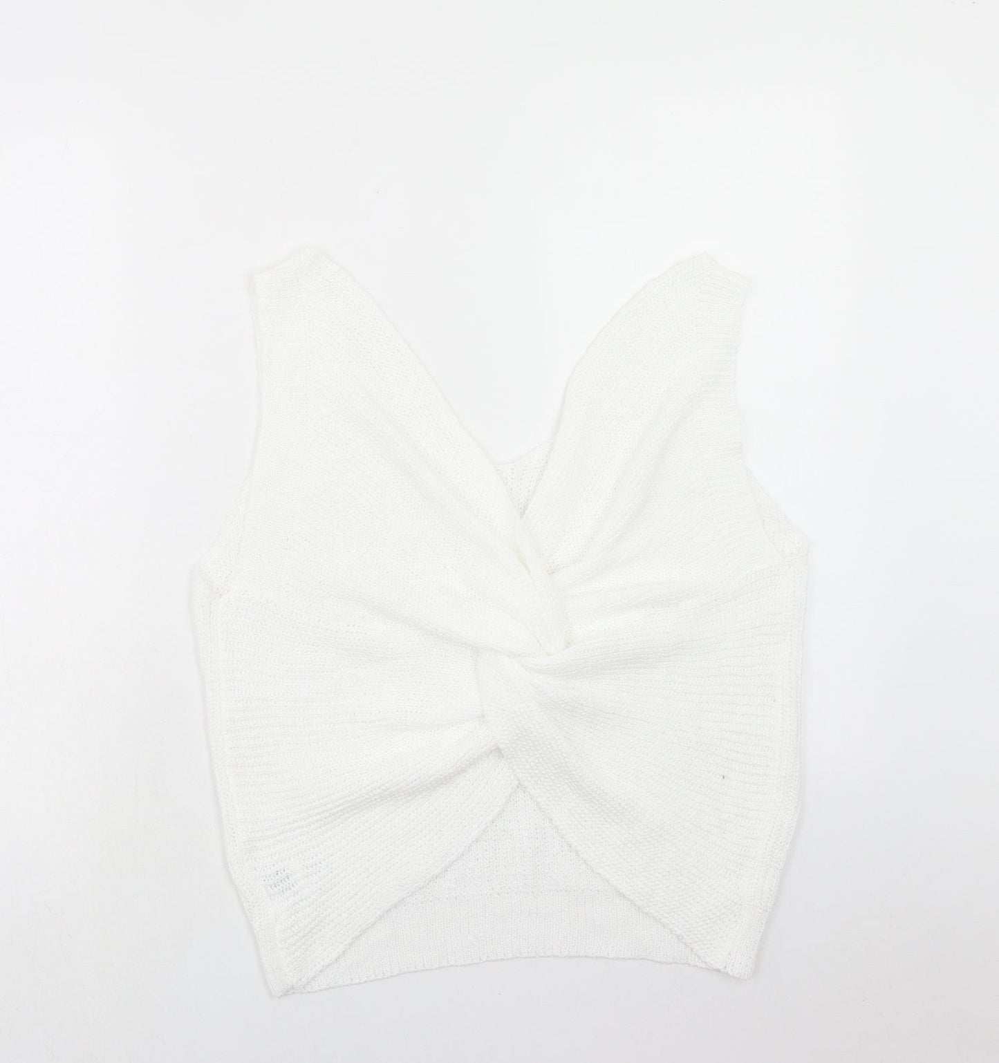 SheIn Womens White Acrylic Basic Tank Size XL V-Neck