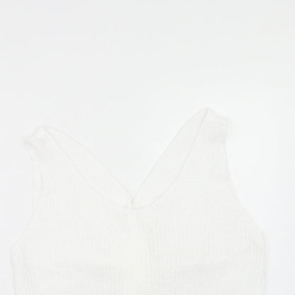 SheIn Womens White Acrylic Basic Tank Size XL V-Neck